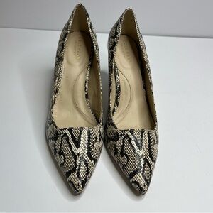 Cole Haan Grand Series Black and Cream Snakeskin 3 Inch Pump Heels Size 9B